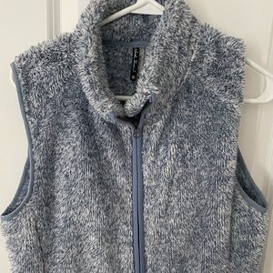 Blue & White Fuzzy Vest